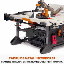 Desigilat - Fierastrau circular cu masa Evolution R255TBL+ cu disc de taiere multi-materiale de 255mm, 1800W