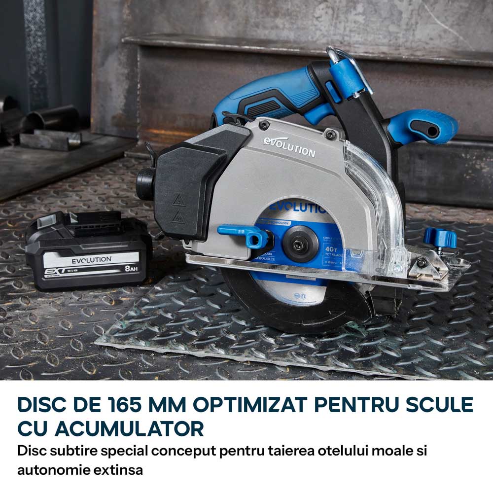 Panza circular pentru taiat otel, pentru fierastraie circulare Evolution 165mm, Ø165 x 20 mm, 40 de dinti TCT