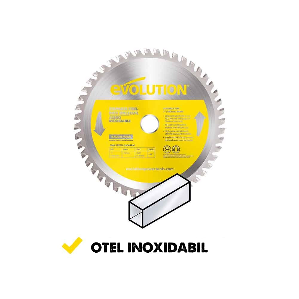 Panza circular pentru taiat otel inoxidabil, pentru fierastraie circulare Evolution 210mm, Ø210 x 25.4 mm, 54 dinti TCT