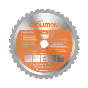 Panza circular pentru taiat multi-materiale, pentru fierastraie circulare stationare Evolution 185mm, Ø185 x 20 mm, 20 de dinti vidia TCT