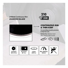 Disc diamantat, pentru fierastraie circulare Evolution 210mm, Ø210 x 25.4 mm