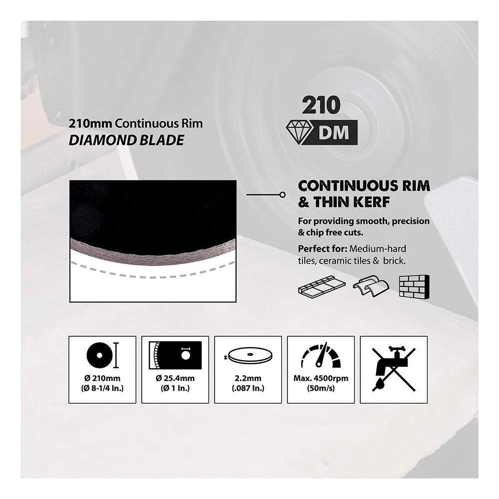 Disc diamantat, pentru fierastraie circulare Evolution 210mm, Ø210 x 25.4 mm
