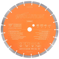 Disc Premium diamantat segmentat multifunctional, pentru masinile de taiat Evolution 300mm, Ø300 x 25.4 mm