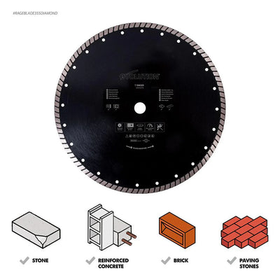 Disc diamantat pentru fierastraie circulare, Turbo-Segmentat, Evolution Ø355 x 25.4 mm