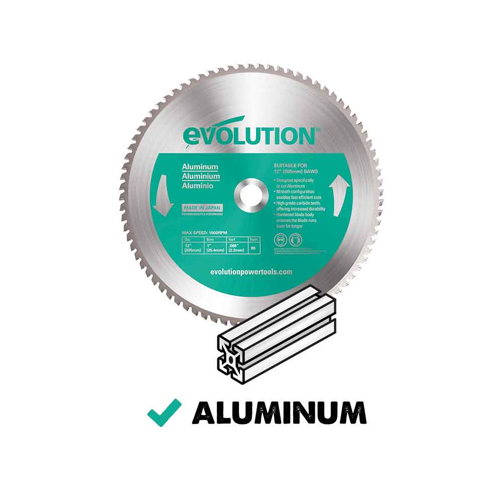 Panza circular pentru taiat aluminiu, pentru fierastraie circulare stationare Evolution 255mm, Ø255 x 25.4 mm, 80 de dinti TCT