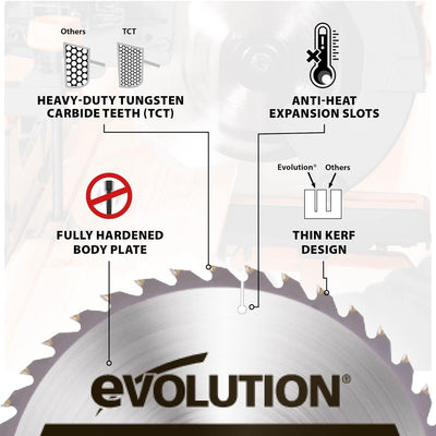 Panza circular pentru taiat lemn, pentru fierastraie circulare Evolution 230mm, Ø230 x 25.4 mm, 40 de dinti TCT