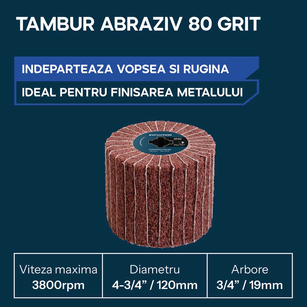 Rola abraziva intercalata P80 Evolution pentru masini de satinat, 120 x 100m