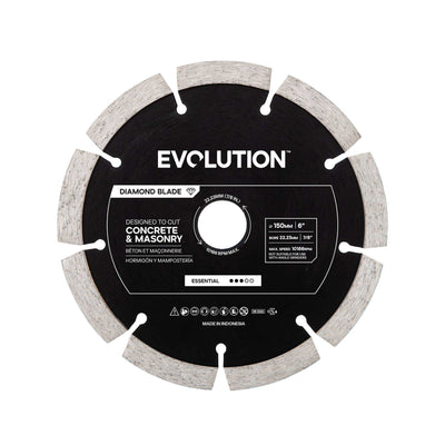 Disc diamantat Evolution Essential de 150 mm pentru masina de taiat beton, alezaj de 22,2 mm
