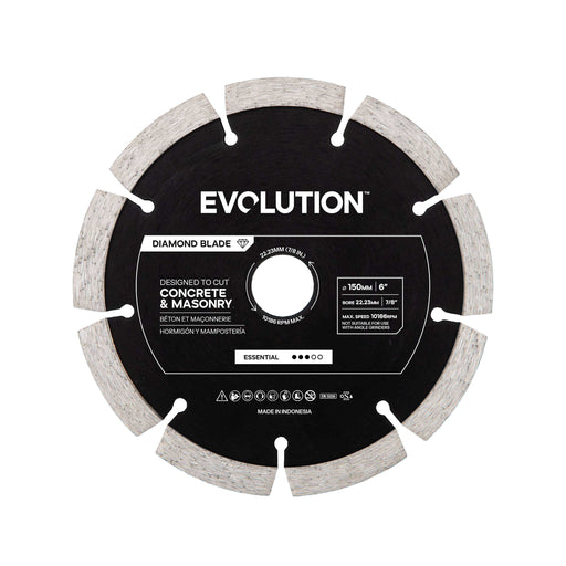 Disc diamantat Evolution Essential de 150 mm pentru masina de taiat beton, alezaj de 22,2 mm