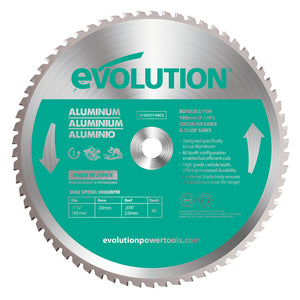 Panza circular pentru taiat aluminiu, pentru fierastraie circulare Evolution 185mm, Ø185 x 20 mm, 60 de dinti vidia TCT