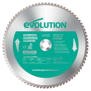 Panza circular pentru taiat aluminiu, pentru fierastraie circulare stationare Evolution 255mm, Ø255 x 25.4 mm, 80 de dinti vidia TCT