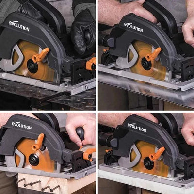 Pachet fierastrau circular Evolution R185CCSX+ cu disc multi-material 185 mm + geanta + sina ghidaj 2.8 m