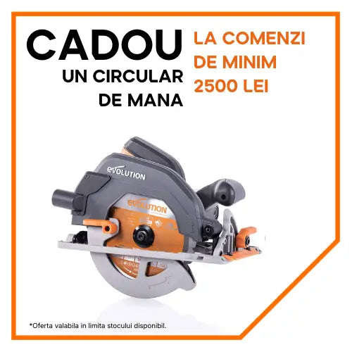 Pachet fierastrau circular stationar debitator de metal Evolution S355MCS cu disc de taiere de 355mm 2200W + suport
