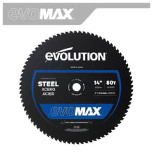 Disc pentru fierastrau circular, taiere otel Evolution EVOMAX 355mm Ø355 x 25.4 mm, 80 dinti, carbura Cermet