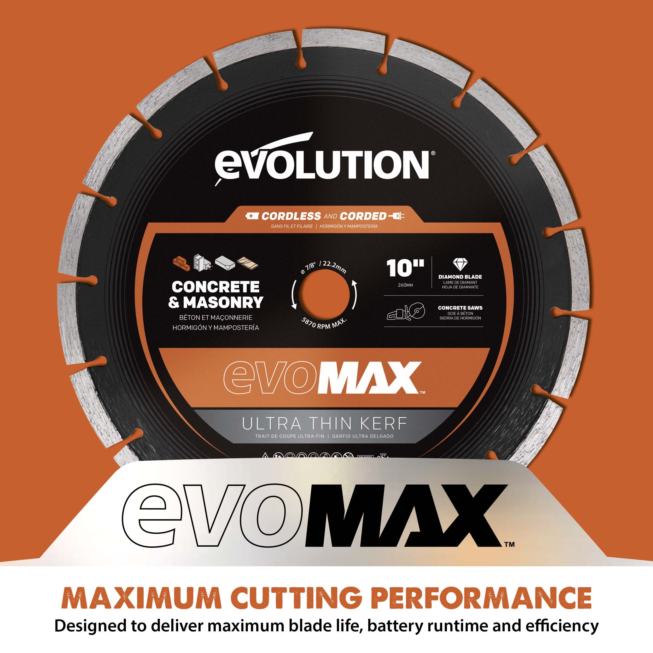 Disc Premium diamantat segmentat EVOMAX 350mm Premium, Ultra-Subtire, Ø350 x 22.2 mm