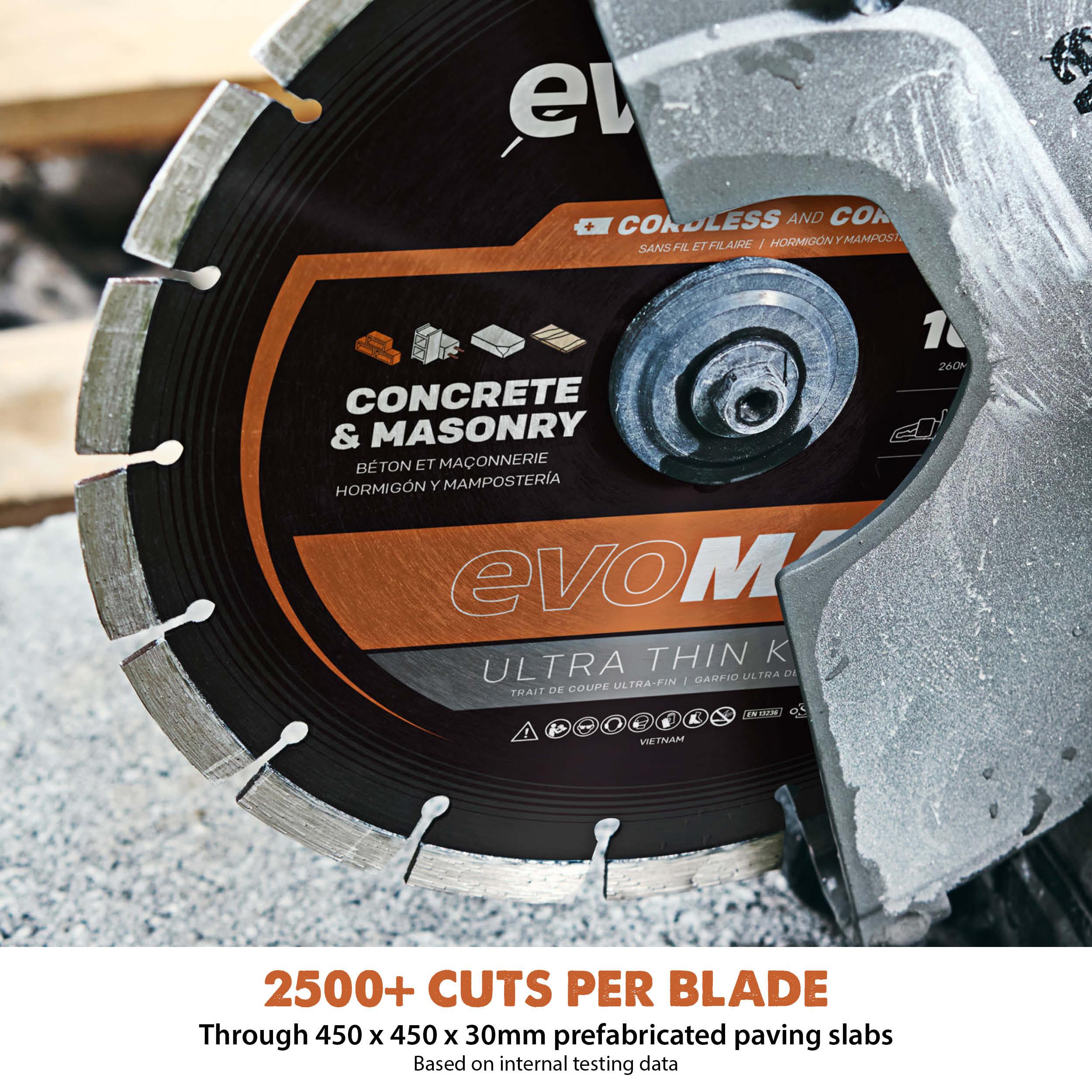 Disc Premium diamantat segmentat EVOMAX 300mm Premium, Ultra-Subtire, Ø300 x 22.2 mm