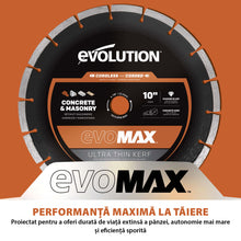 Disc Premium diamantat segmentat EVOMAX 260mm Premium, Ultra-Subtire, Ø260 x 25.4 mm