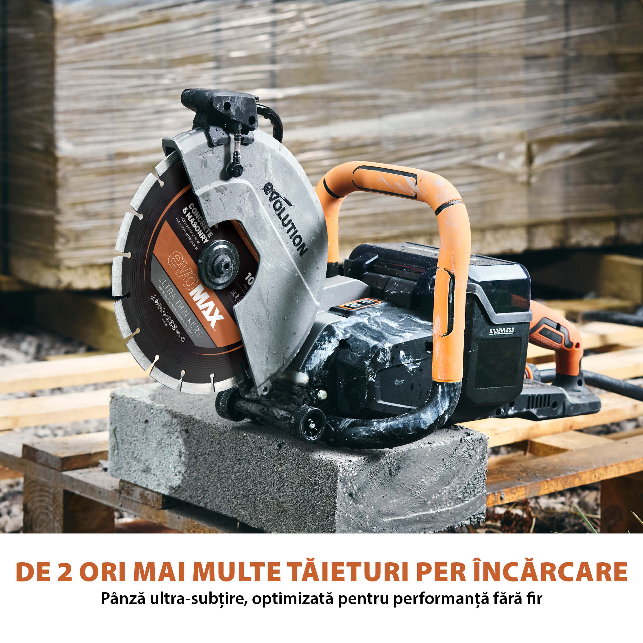 Disc Premium diamantat segmentat EVOMAX 260mm Premium, Ultra-Subtire, Ø260 x 25.4 mm