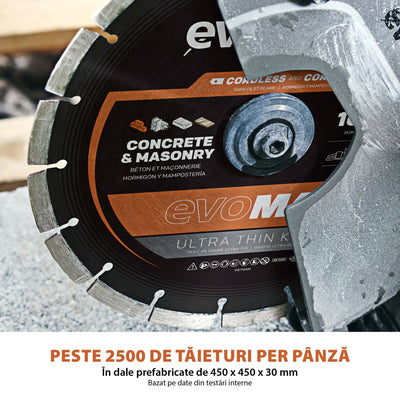 Disc Premium diamantat segmentat EVOMAX 260mm Premium, Ultra-Subtire, Ø260 x 25.4 mm