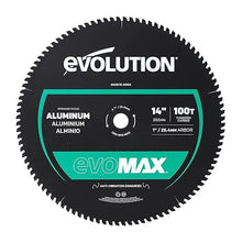 Disc pentru fierastrau circular, taiere aluminiu Evolution EVOMAX 355mm Ø355 x 25.4 mm, 100 dinti, carbura tungsten