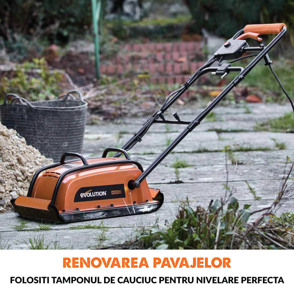 Pachet placa compactoare electrica Evolution H320-E + tampon protectie pavaj