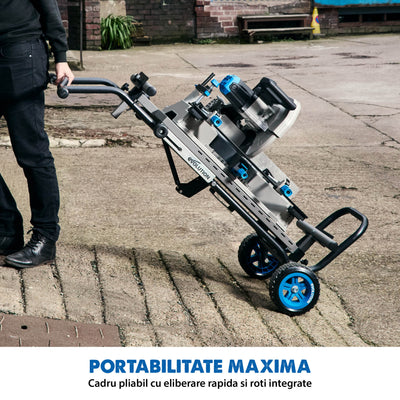 Pachet Fierastrau de debitat metal cu functie de taiere in unghi Evolution S355MCS-G2, echipat cu disc 355mm EVOMAX Cermet Long-Life 80T + Stand Hidraulic
