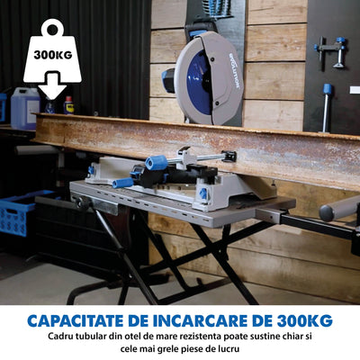 Pachet fierastrau circular stationar debitator de metal Evolution S355MCS cu disc de taiere de 355mm 2200W + suport