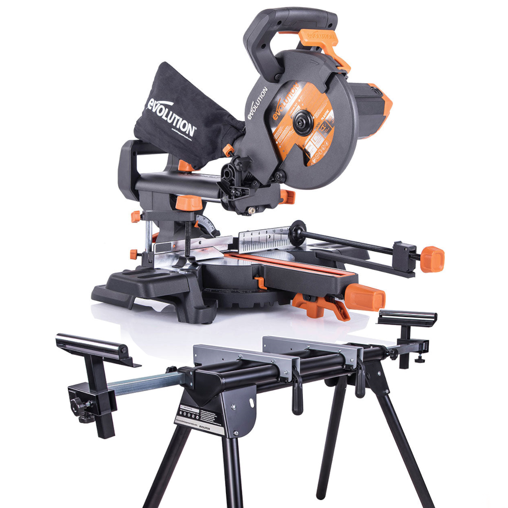 Pachet fierastrau circular stationar multifunctional Evolution R210SMS+ 210mm + stand