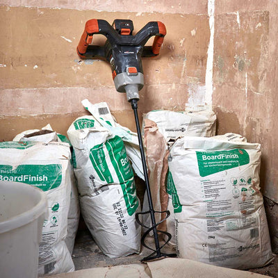 Mixer de vopsea si mortar pe acumulator Evolution R120MXR-Li 18V Li-Ion EXT, cu agitator + baterie si incarcator
