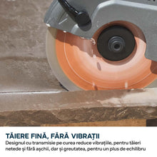 Masina compacta de taiat beton Evolution R150DCT-PRO, 150 mm, cu sistem de reducere a prafului prin alimentare cu apa, disc diamantat Endurance si adancime de taiere de 53 mm