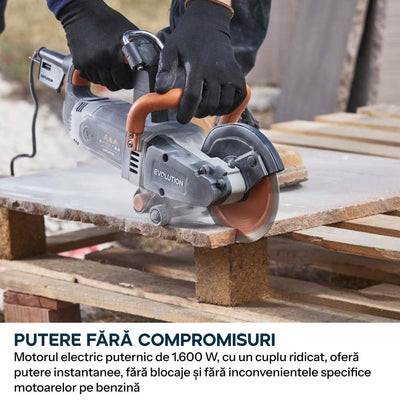 Masina compacta de taiat beton Evolution R150DCT, 150 mm, cu disc diamantat Endurance si adancime de taiere de 53 mm