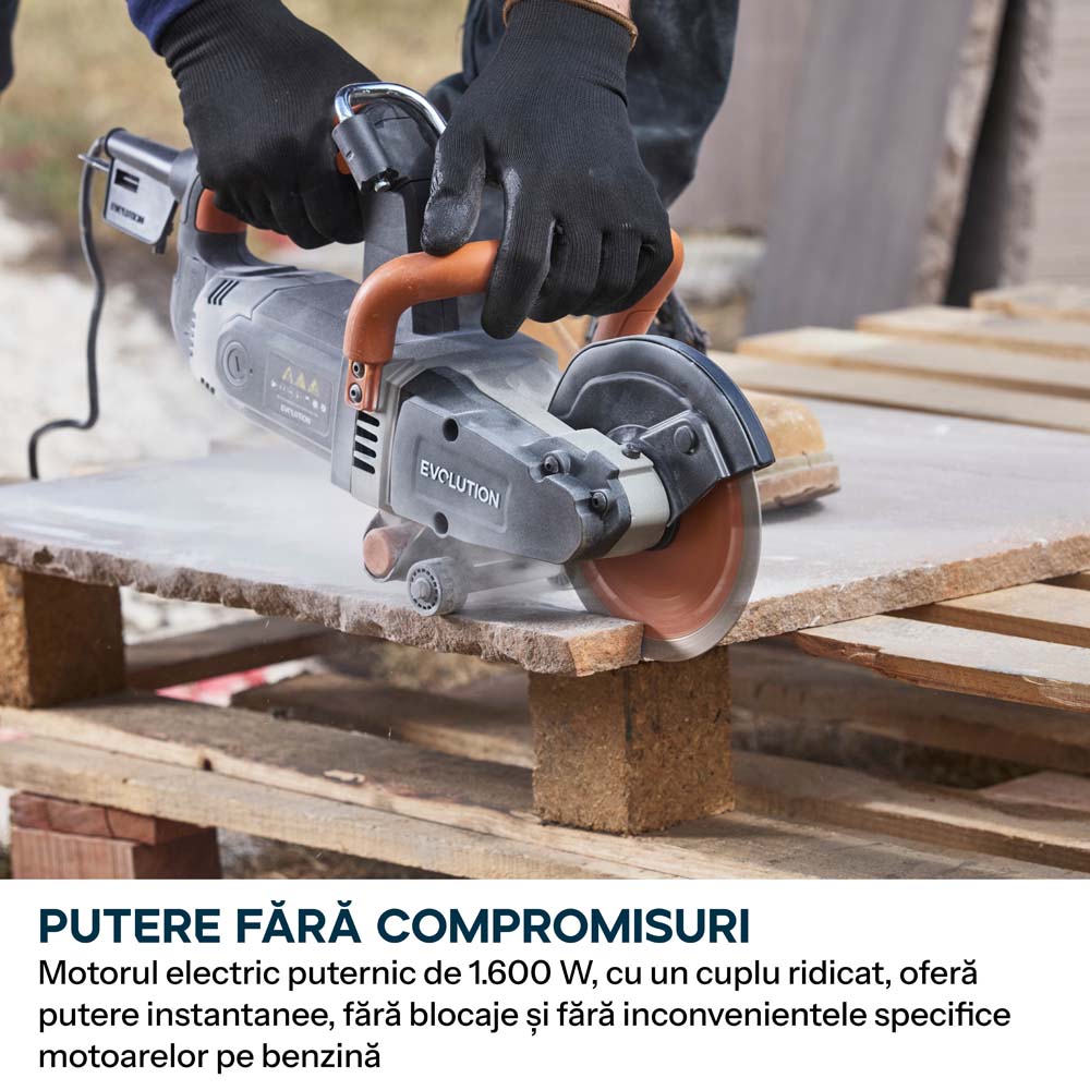 Masina compacta de taiat beton Evolution R150DCT, 150 mm, cu disc diamantat Endurance si adancime de taiere de 53 mm