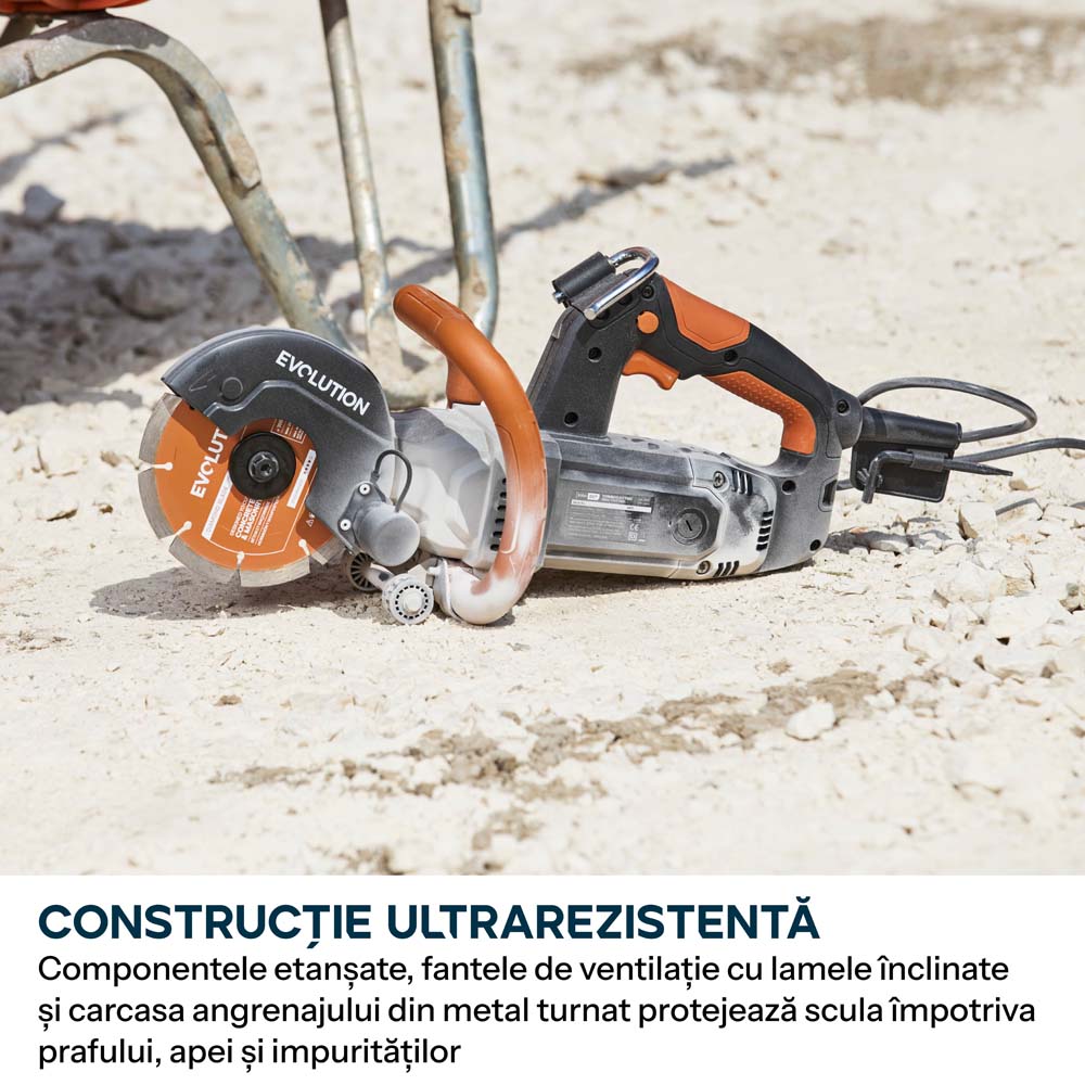 Masina compacta de taiat beton Evolution R150DCT, 150 mm, cu disc diamantat Endurance si adancime de taiere de 53 mm