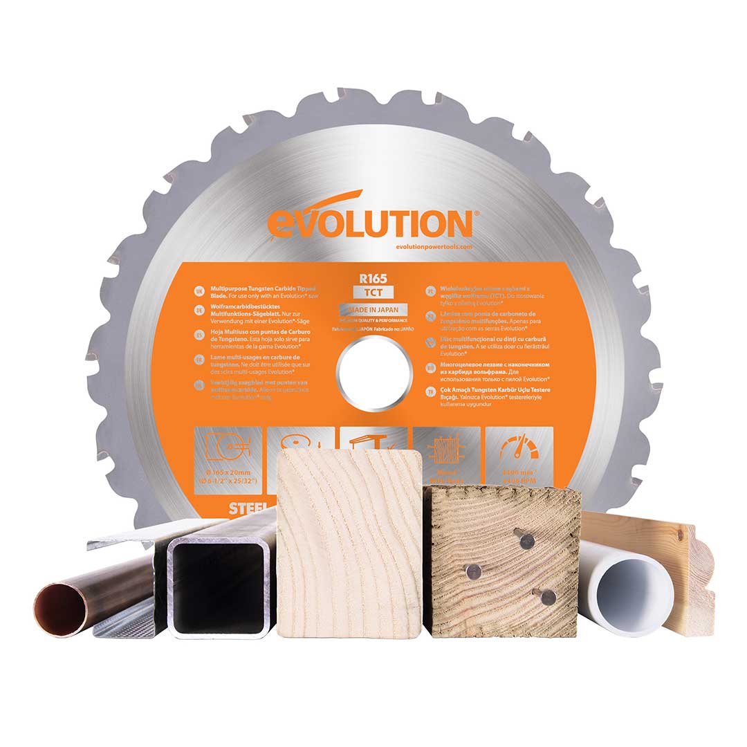 Fierastrau circular de mana cu acumulator, 850 W, 4600 RPM, Evolution R165CCS-Li 18V EXT cu disc multi-material 165 mm