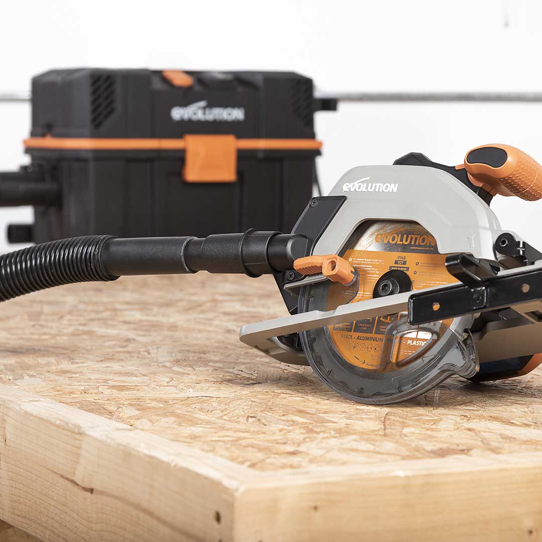 Fierastrau circular de mana cu acumulator, 850 W, 4600 RPM, Evolution R165CCS-Li 18V EXT cu disc multi-material 165 mm