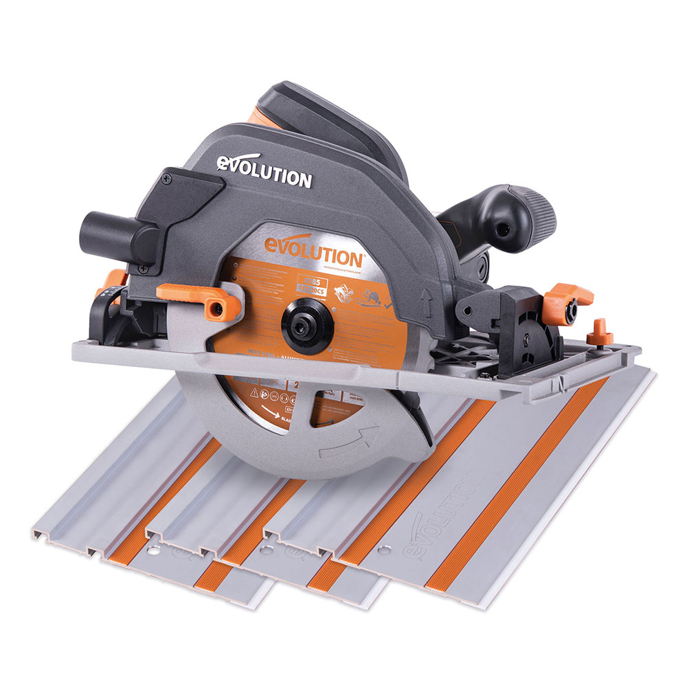 Pachet Fierastrau circular de mana Evolution R185CCSX cu mini sina de ghidaj de 1020mm din 3 piese + Sina de ghidaj ST1400-G2 1,4m
