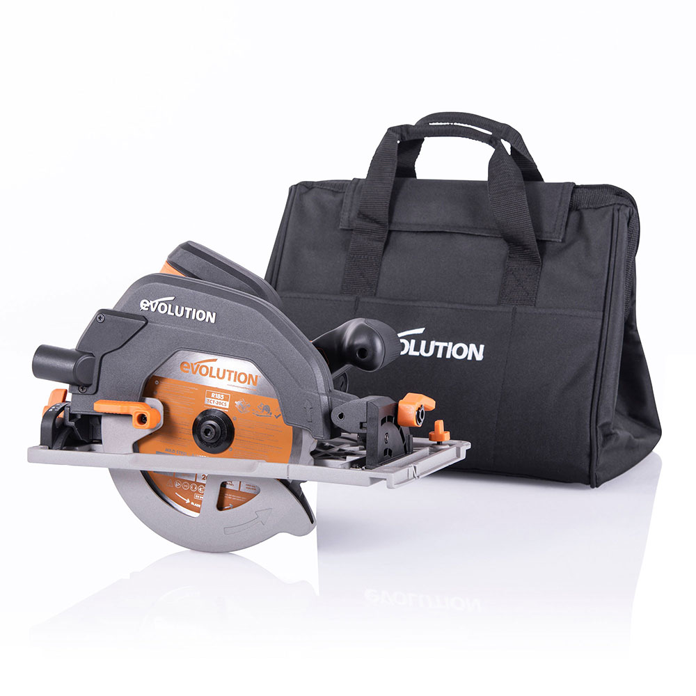 Fierastrau circular de mana, 1600 W, 3900 RPM, Evolution R185CCSX+ cu disc multi-materiale 185 mm + geanta