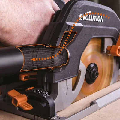 Fierastrau circular de mana, 1600 W, 3900 RPM, Evolution R185CCSX+ cu disc multi-materiale 185 mm + geanta