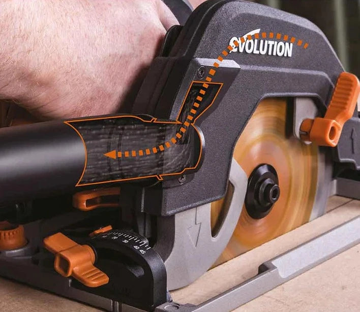 Fierastrau circular de mana, 1600 W, 3900 RPM, Evolution R185CCSX+ cu disc multi-materiale 185 mm + geanta