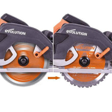 Fierastrau circular de mana, 1600 W, 3900 RPM, Evolution R185CCSX+ cu disc multi-materiale 185 mm + geanta
