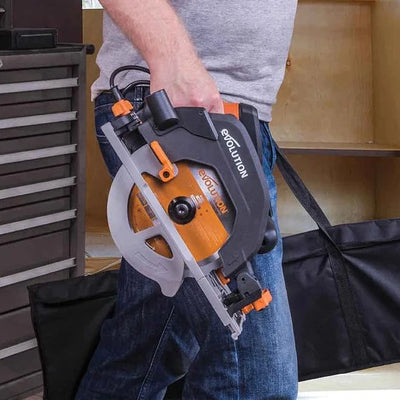 Fierastrau circular de mana, 1600 W, 3900 RPM, Evolution R185CCSX+ cu disc multi-materiale 185 mm + geanta