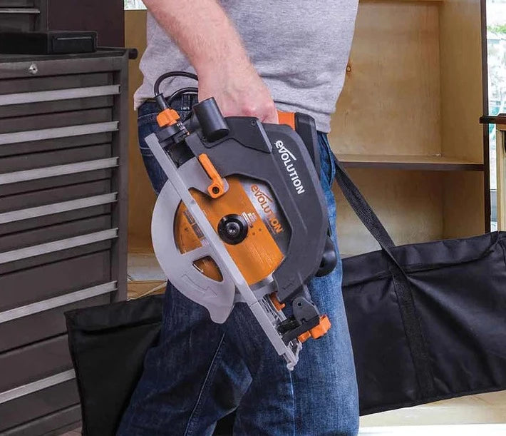 Fierastrau circular de mana, 1600 W, 3900 RPM, Evolution R185CCSX+ cu disc multi-materiale 185 mm + geanta