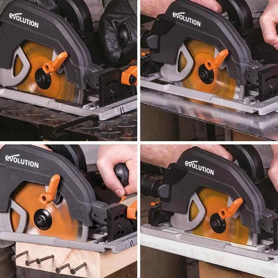 Fierastrau circular de mana, 1600 W, 3900 RPM, Evolution R185CCSX+ cu disc multi-materiale 185 mm + geanta