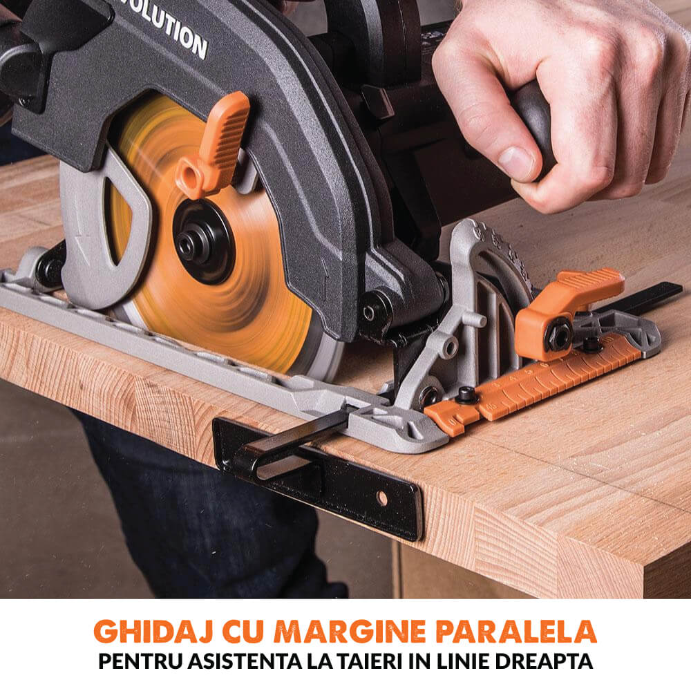 Desigilat - Fierastrau circular de mana, 1600 W, 3900 RPM, Evolution R185CCS cu disc multi-material 185 mm