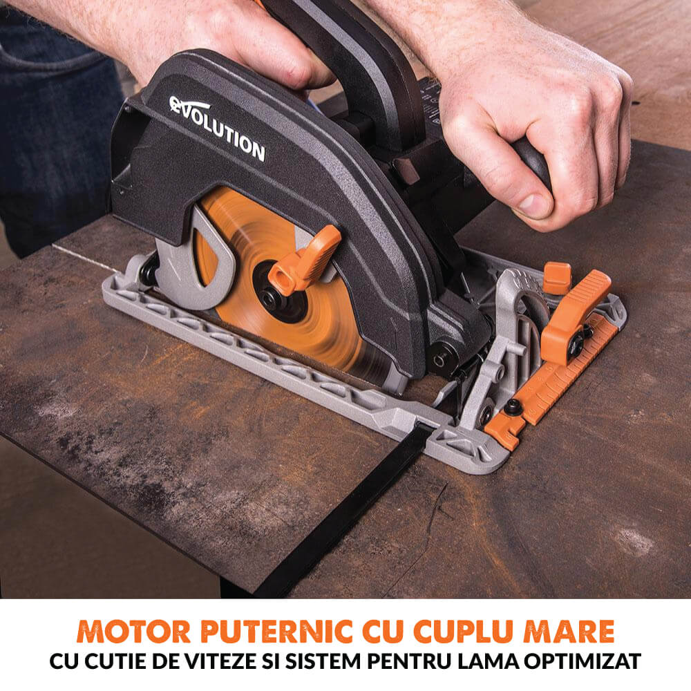Desigilat - Fierastrau circular de mana, 1600 W, 3900 RPM, Evolution R185CCS cu disc multi-material 185 mm
