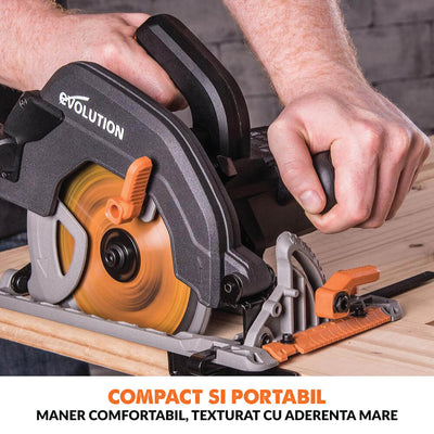 Desigilat - Fierastrau circular de mana, 1600 W, 3900 RPM, Evolution R185CCS cu disc multi-material 185 mm