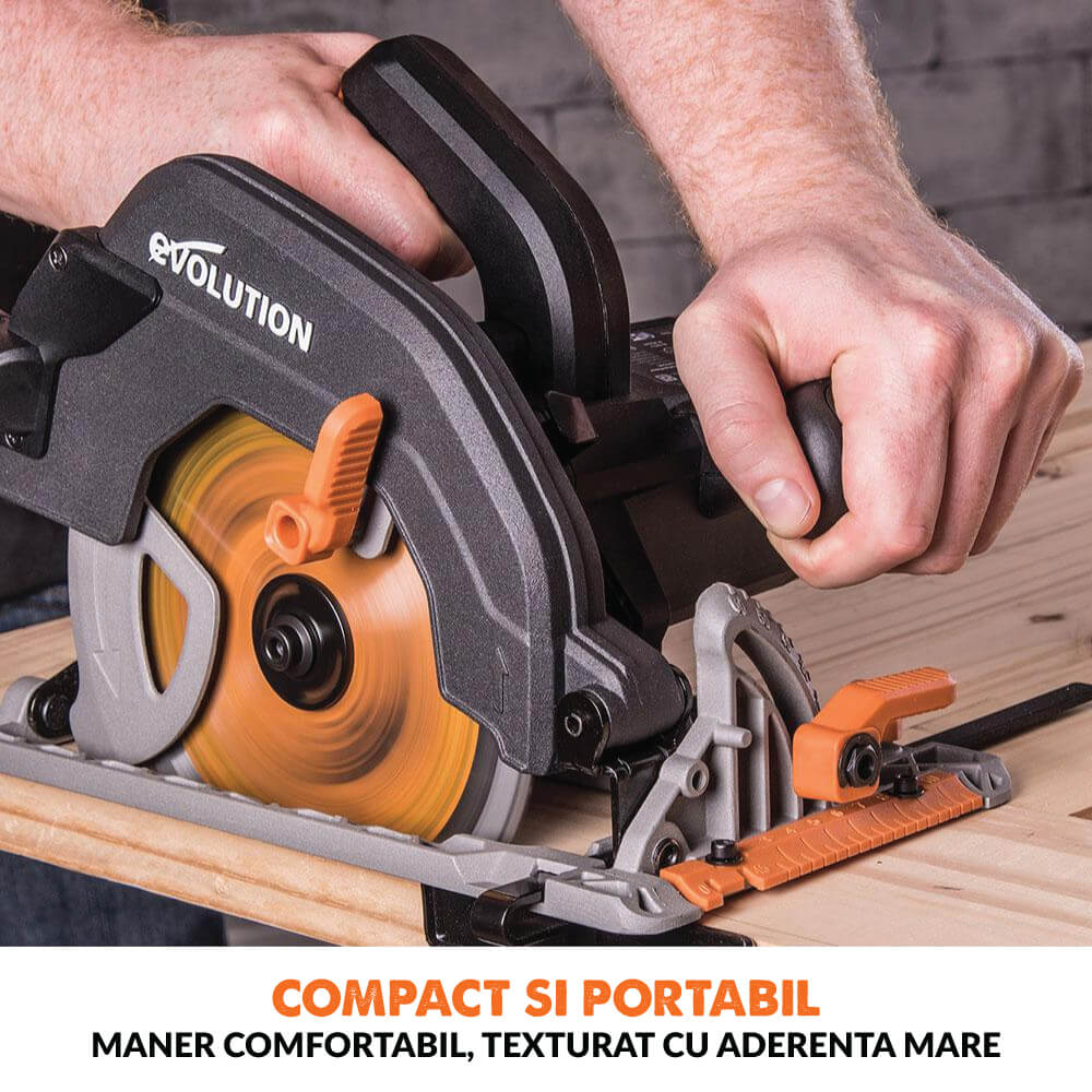 Desigilat - Fierastrau circular de mana, 1600 W, 3900 RPM, Evolution R185CCS cu disc multi-material 185 mm