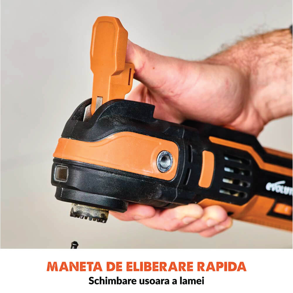 Unealta multifunctionala oscilanta Evolution R18MLT-Li 18V Li-Ion EXT cu acumulator si incarcator