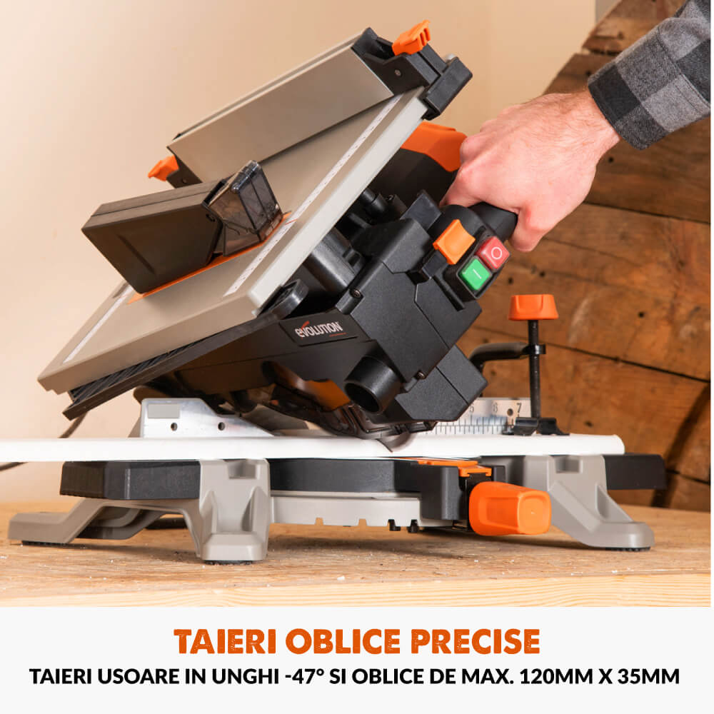 Fierastrau circular combinat cu masa Evolution R210MTS-G2 cu disc de taiere multi-materiale de 210mm, 1500W