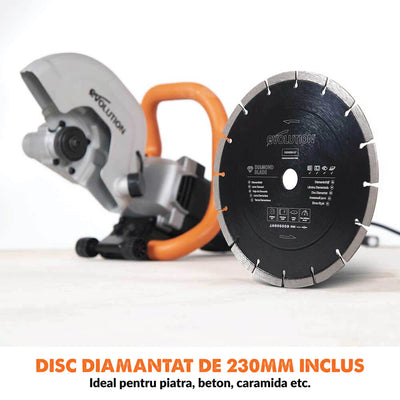 Masina de taiat beton Evolution R230DCT 2000W cu disc diamantat de 230mm